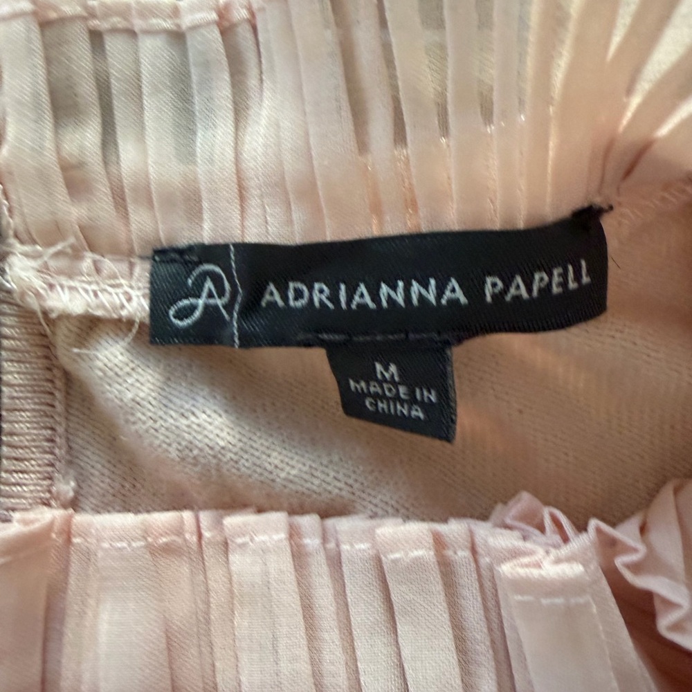 Adrianna‎ Papell Women’s M Blush Ruffle Neck Pleated Sleeve Sweater | SKU 0274 - Picture 6 of 8